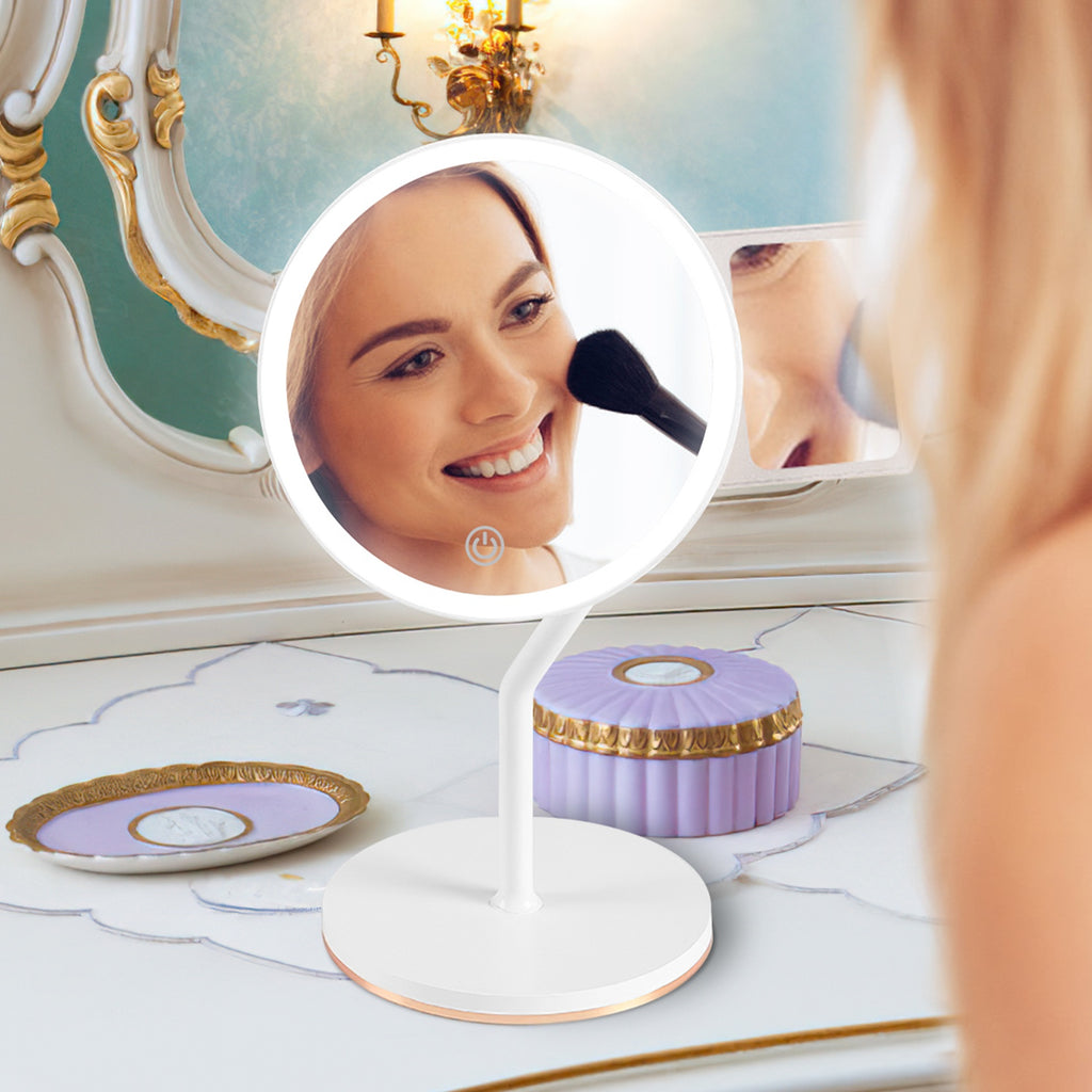 1Pc 7.48En 5X miroir de maquillage lumineux grossissant miroir d'agrandissement variable avec lumières L