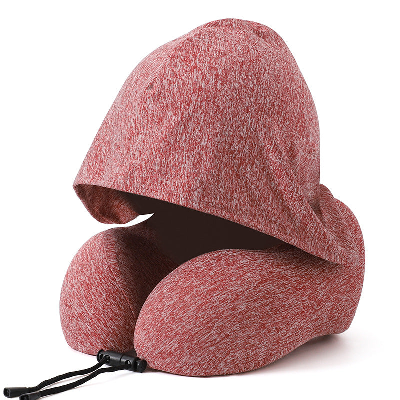 U-Shaped Hooded Memory Foam Elastic Neck Support Pillow