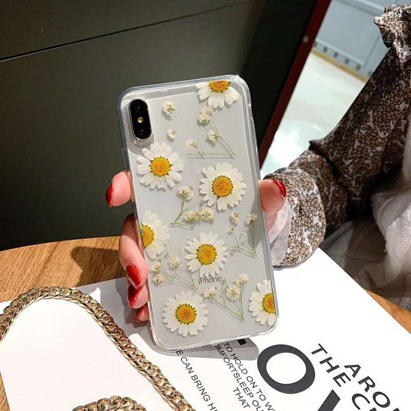 Couverture arrière Epoxy Préservé cas de téléphone à fleurs