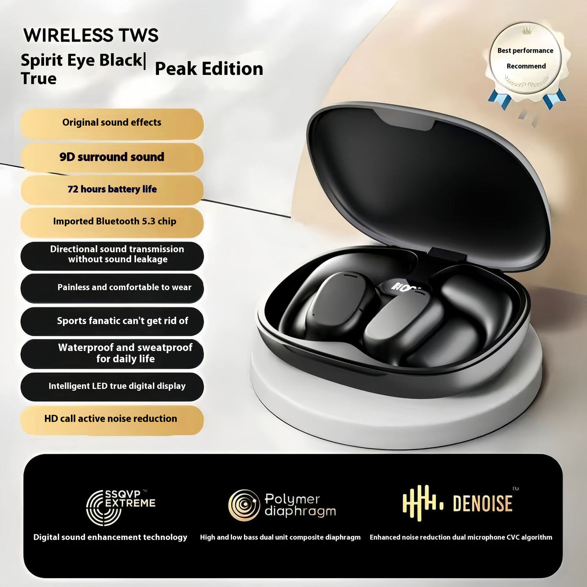 Long-endurance wireless Bluetooth headset