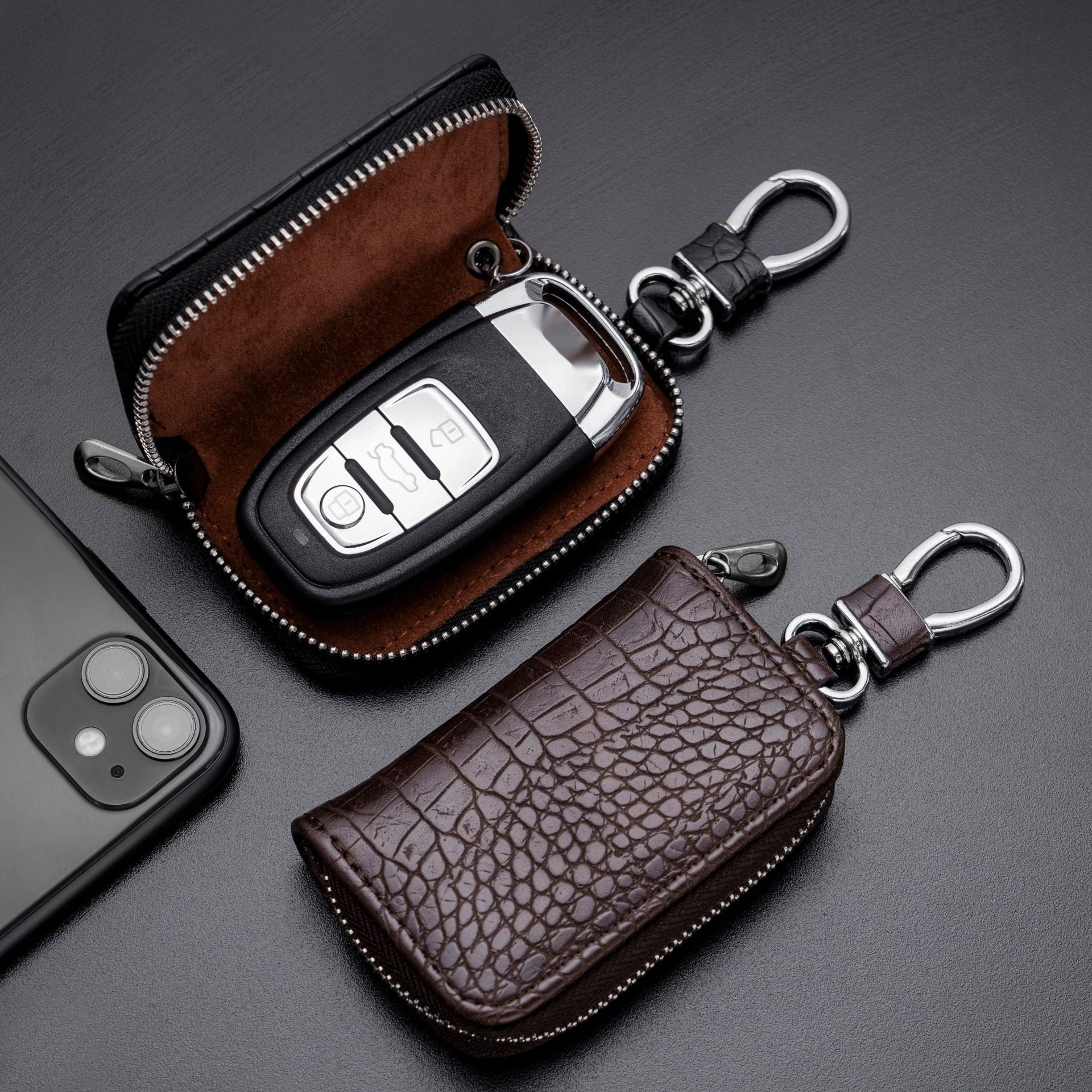 Case clé de voiture universelle de style affaires en cuir synthétique