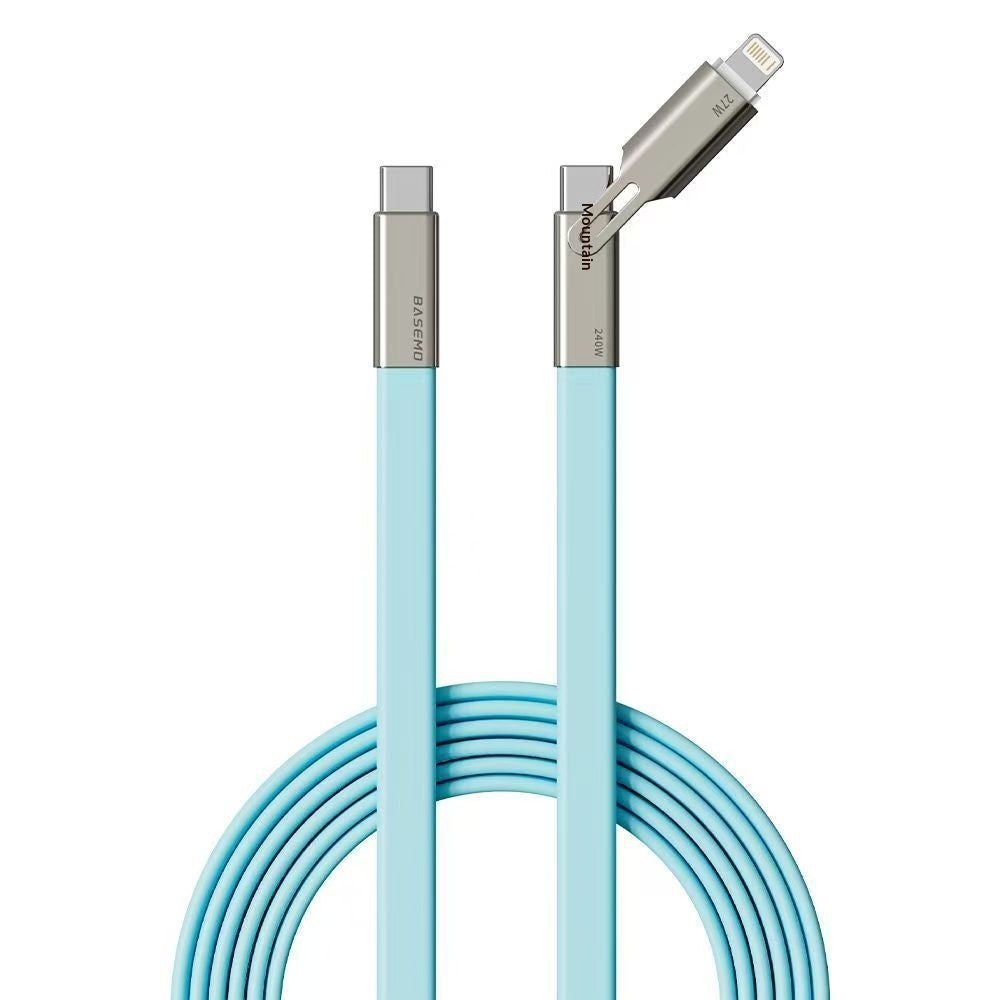 Câble de recharge 2-en-1 multiprotocole 240W entièrement compatible avec la silicone