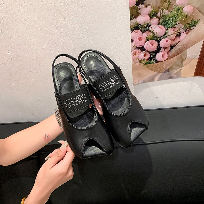 Early Spring Niche Minimalist Fermé Peep Toe Chaussures Femmes Mode Versatile Plat Sans dos