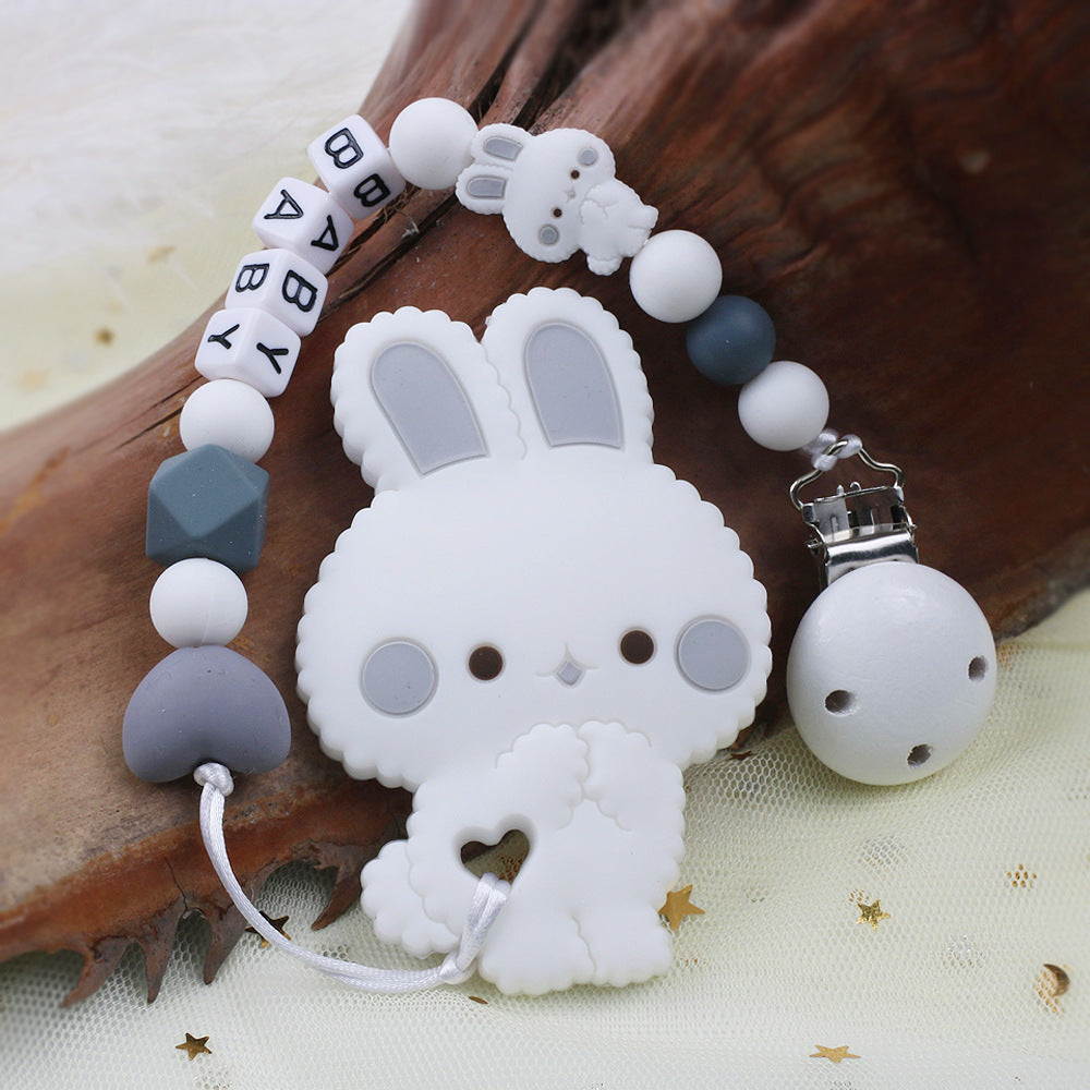 Baby Silicone Lapin Gel Dental Set Bite Comfort Pacifier Chaîne