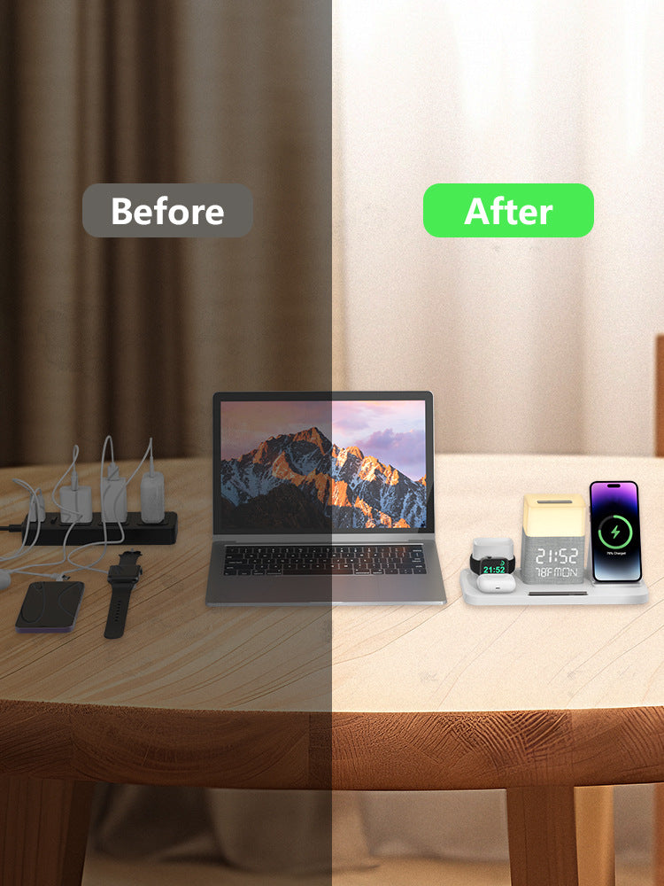 6-en-1 Ensemble de recharge sans fil Touch Night Light Téléphone mobile Bluetooth temps de synchronisation