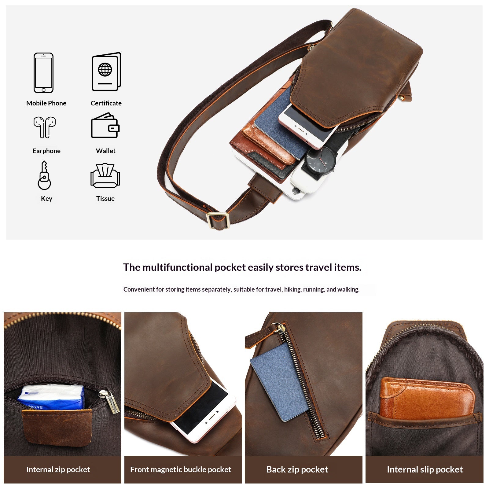 Sac extérieur multifonctionnel pour épauleCrossbody