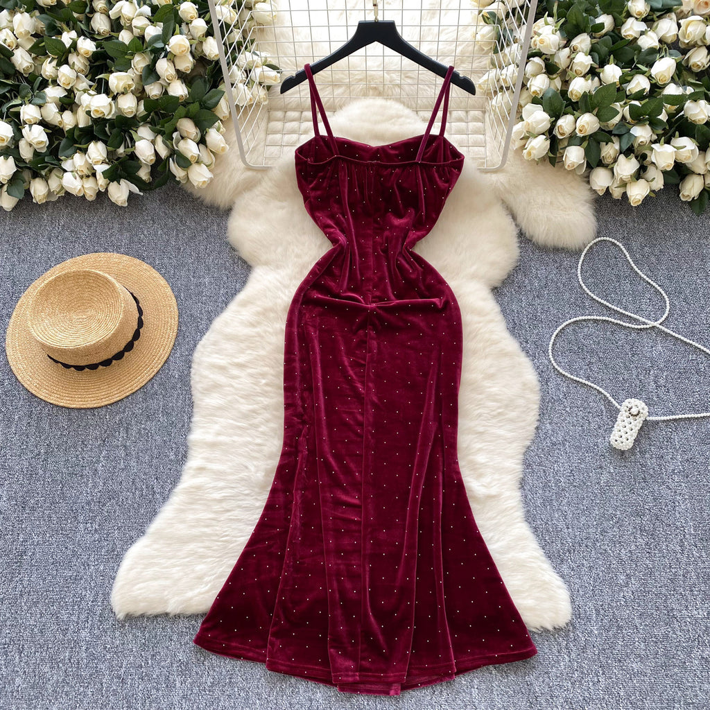 Femme Sexy Socialite Robe de Suspendu Pléatée