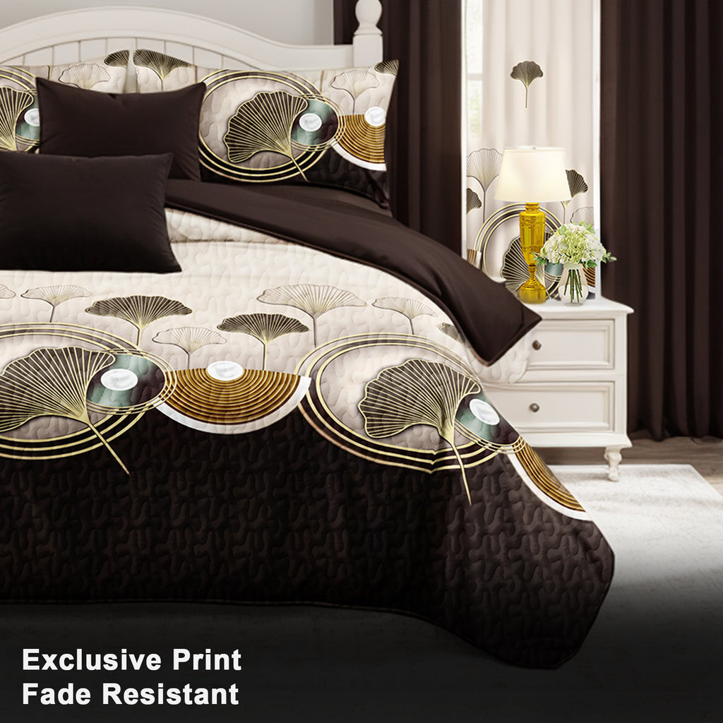 Couche de lit et rideau 9 piece brun et noir Lotus