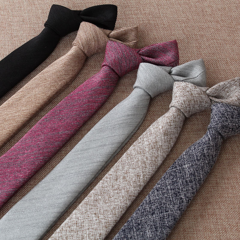 Solide Couleur Coréen Style Narrow Coton Homme 6cm Formel Porter Affaires Casual Mariage Tie