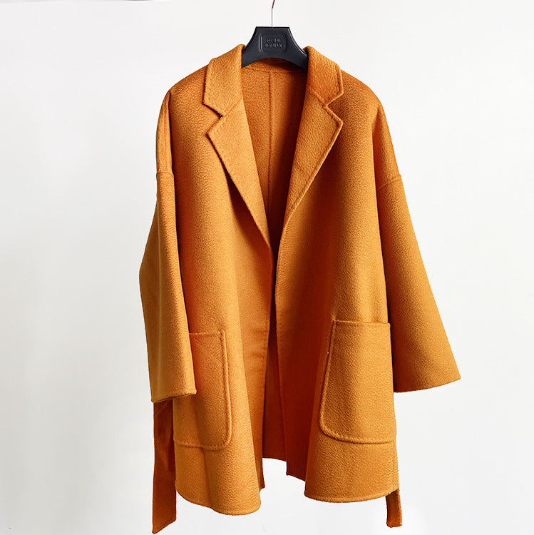 Manteau à double face en laine de longueur moyenne