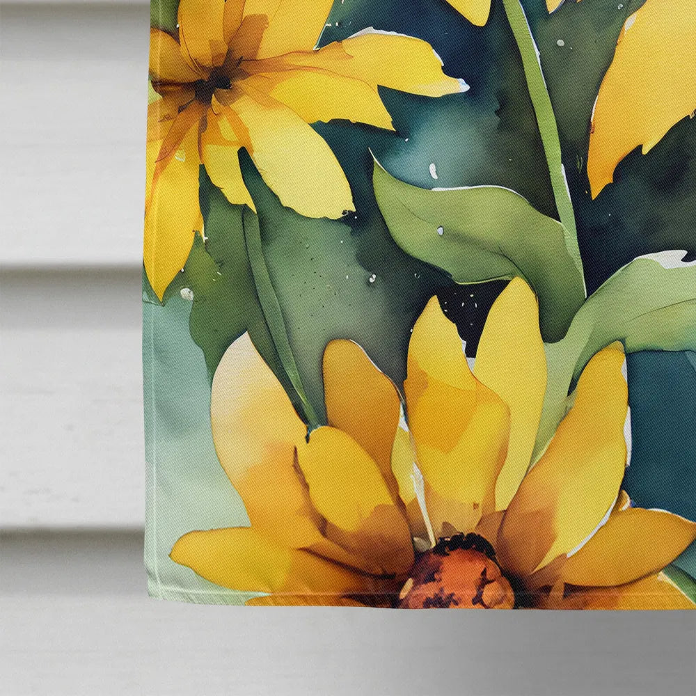 Maryland Black-Eyed Susans en Aquarelle Drapeau de la maison Grand Porc Manches Pole décoratif Out