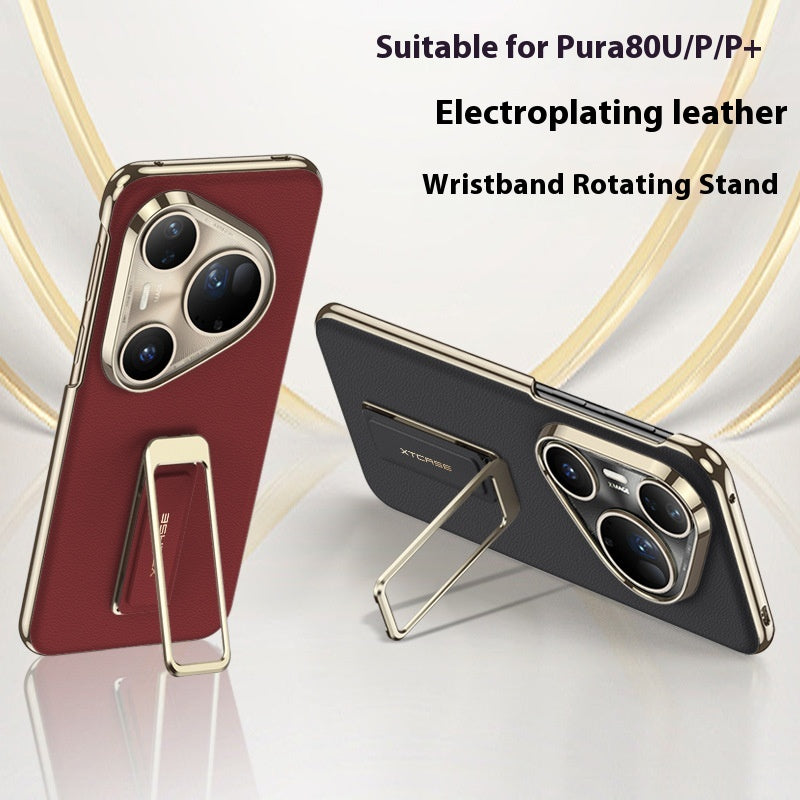 Convient pour Pura80Ultra étui de téléphone en cuir uni Bracelet de boucle rotative