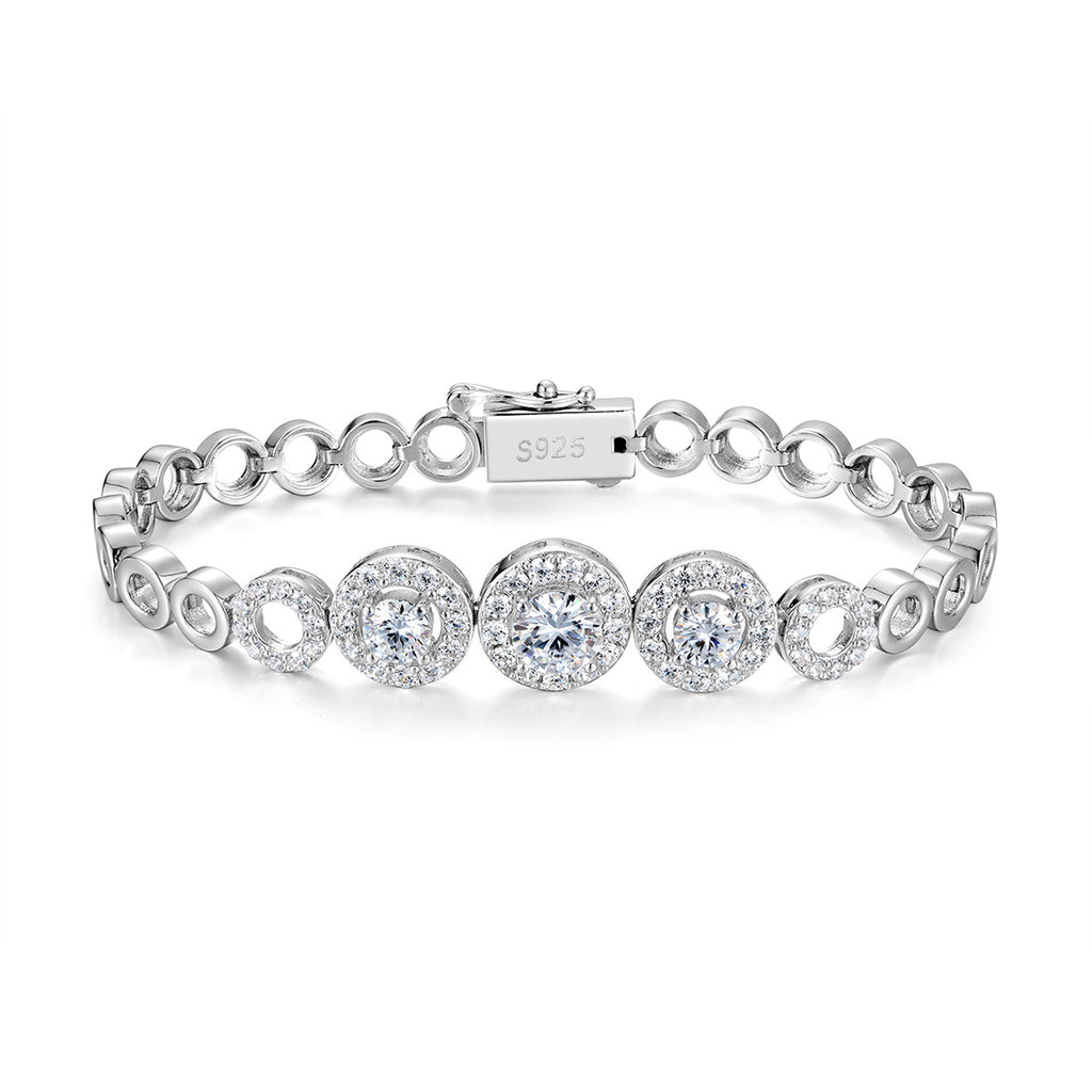 S925 Argent Sterling D Couleur VVS1 Moissanite Halo Bracelet 15&18cm Chaîne d'enclenchement
