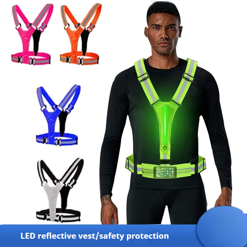 Course de nuit et vélo Veste réfléchissante avec Glow rechargeable