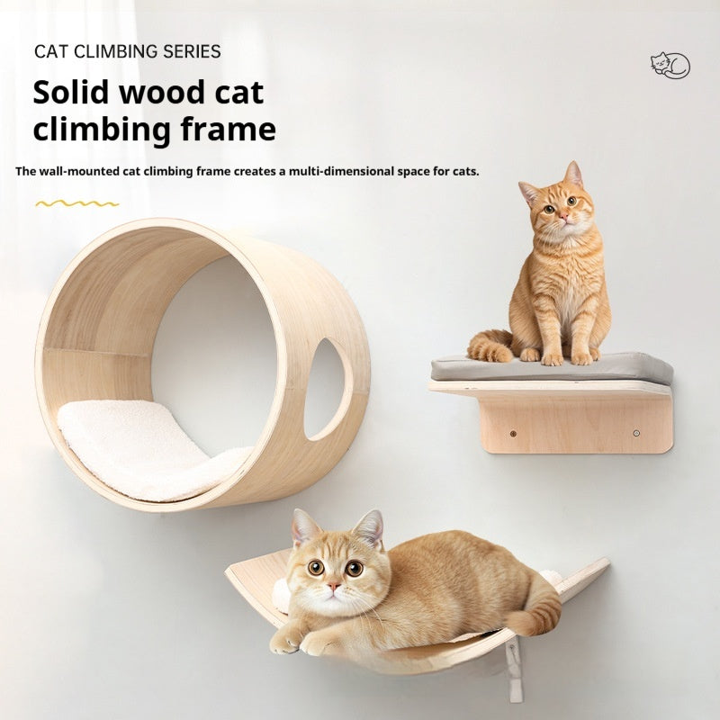 Montage mural de l'arbre de chat en bois massif