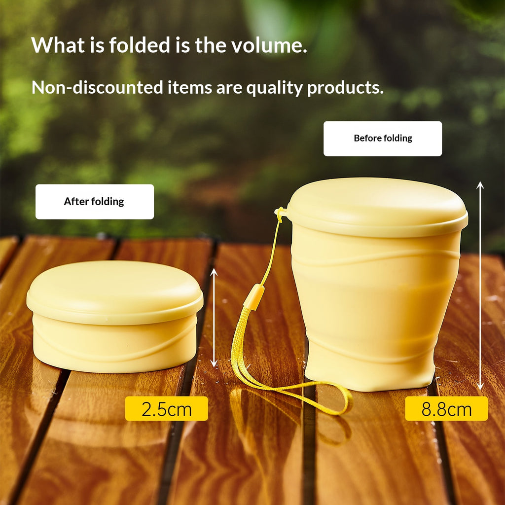 Coupe d'eau compacte en silicone pliable avec un lanyard