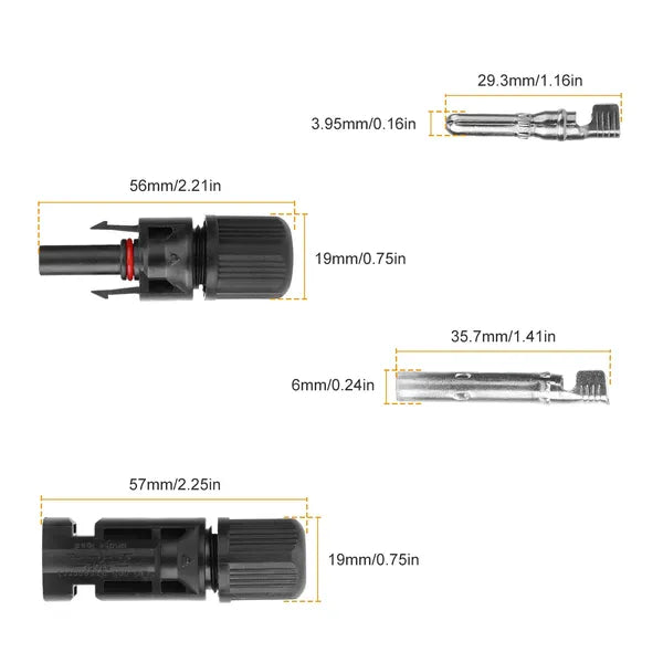 10 paires connecteurs de panneau solaire Adaptateur de fil solaire Homme/Femelle IP67 Connecteur étanche