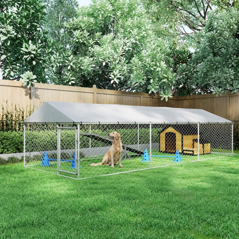 PawHut 20' X 7.5' X 5' chien Kennel extérieur pour grands chiens avec toit imperméable