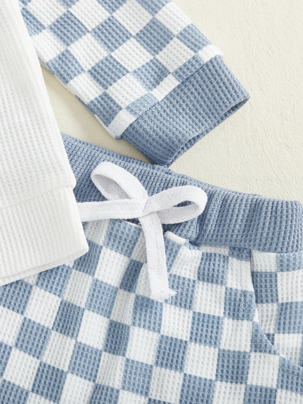 Garçons Jeu de pantalons à manches longues en tissu de couleur de waffle-weave