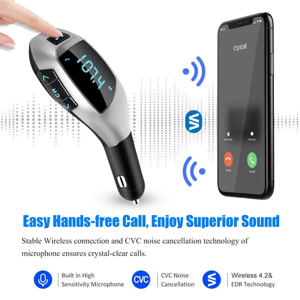 Voiture FM Transmetteur sans fil USB Charge mains libres Call MP3 Player