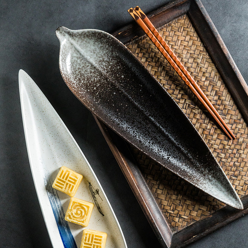 Feuille longue en forme de plaque de céramique Sushi Créativité