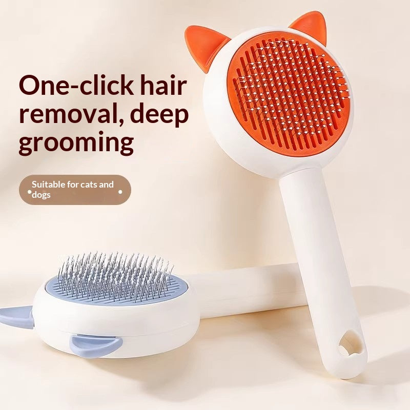 Self-cleaning cat brush for hair
