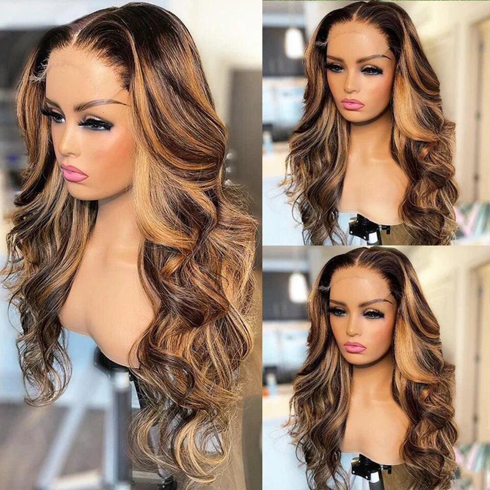 13x4 Lace Front Human Hair Wig P4 27 Body Wave Density
