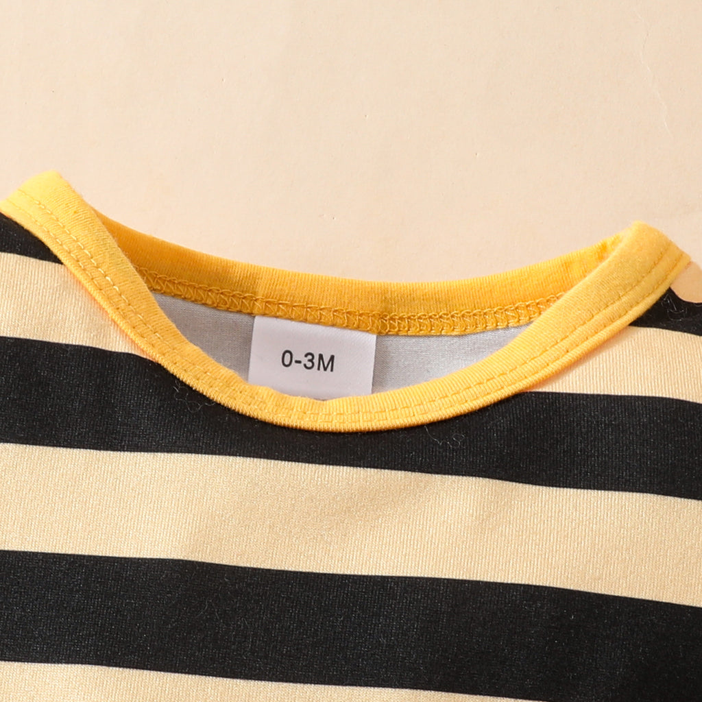 Bébé mignon petite bande d'abeilles manches longues Triangle Romper costume