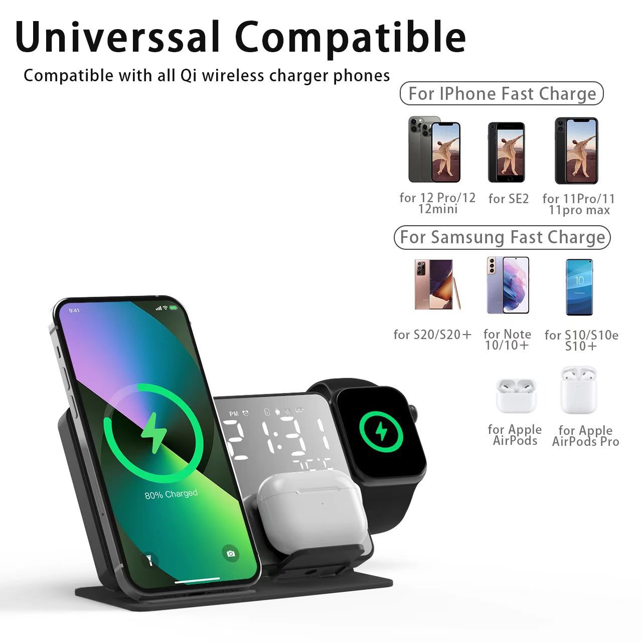 Four-en-un chargeur sans fil casque de téléphone mobile Smart Watch