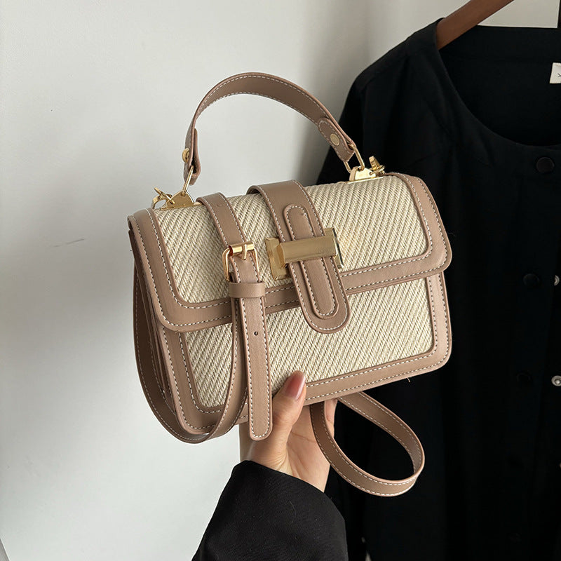Haut de gamme Texturé Contraste-couleur Petit Crossbody Versatile Fashionable Petit Tote Bag