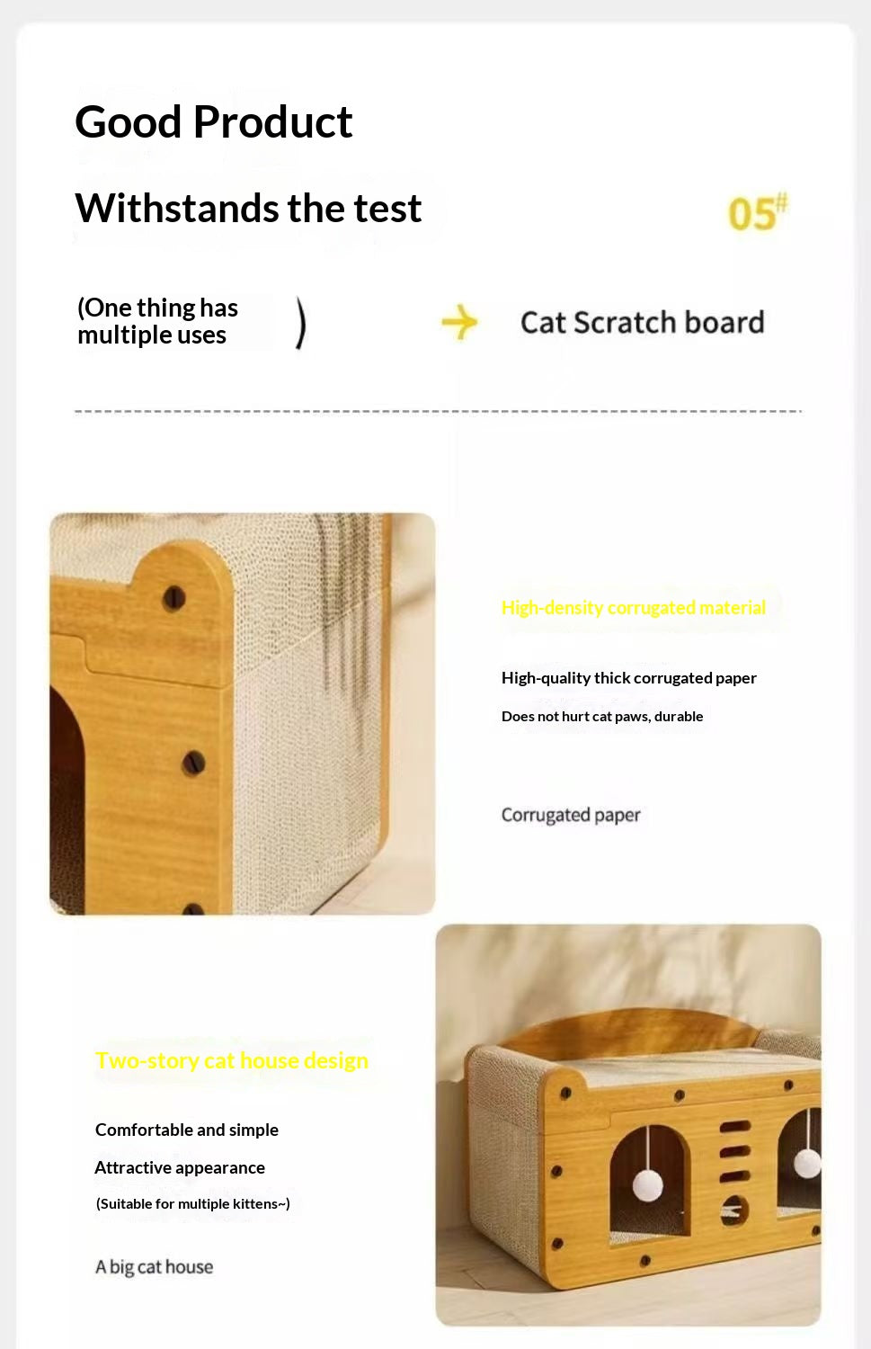Boîte de chat à simple porte en carton ondulé