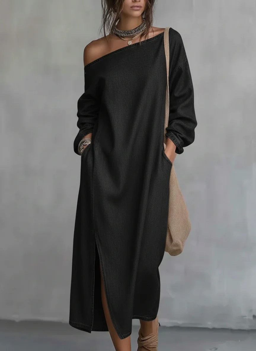 Robe de denim hors-épaule de style européen et américain