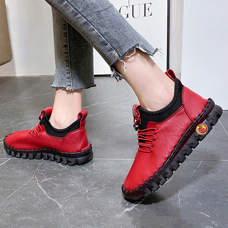 Chaussures de marche en cuir véritable pour femmes Oxford Soft Sole