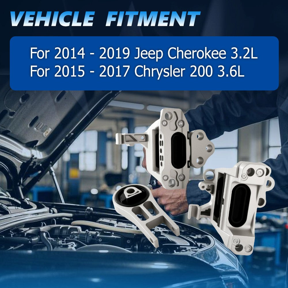 Moteur et montage trans 3PCS pour 14-19 - Cherokee profond 3.2L 15-17 Chrysler 200 3.6L AT