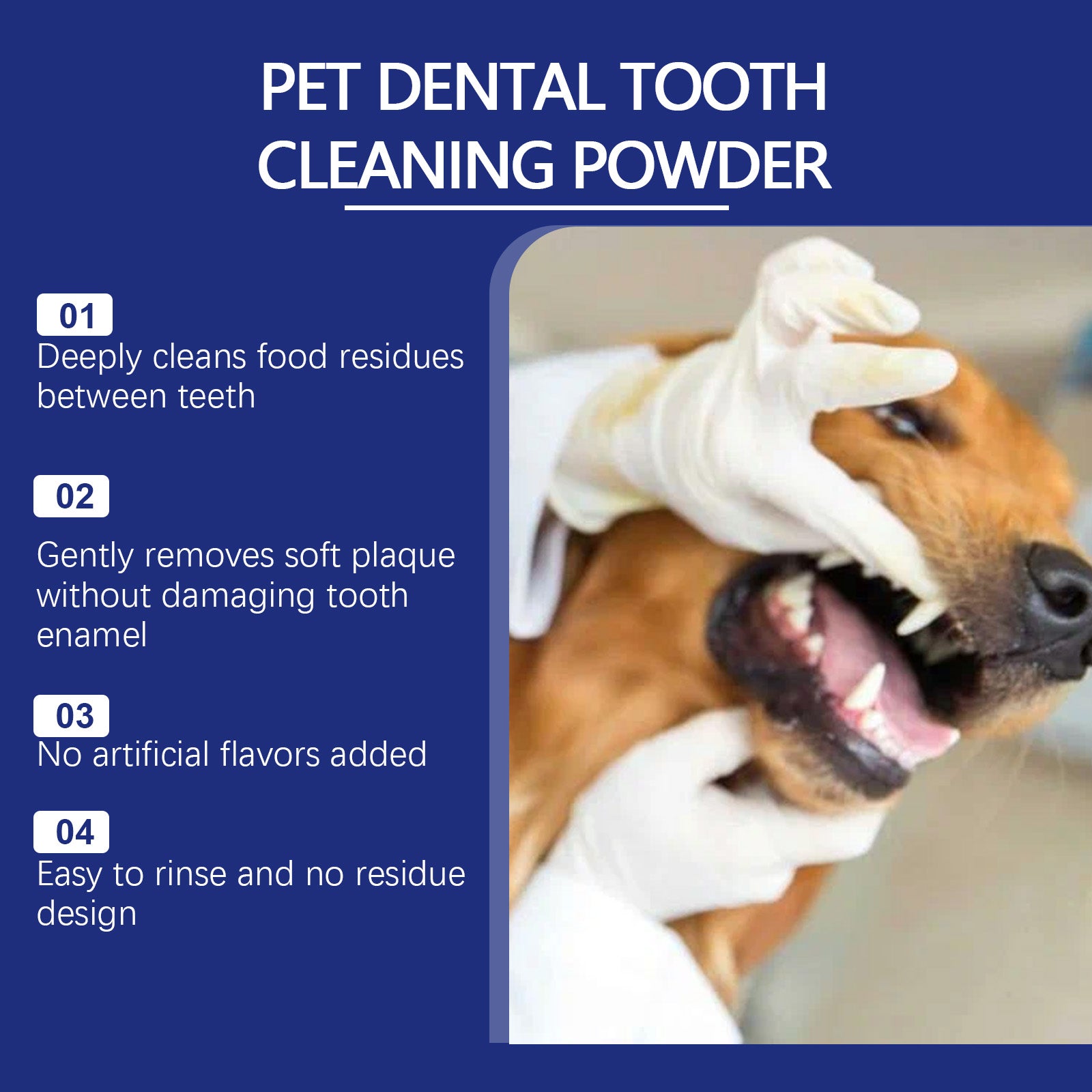 Poudre de nettoyage des dents des animaux de compagnie