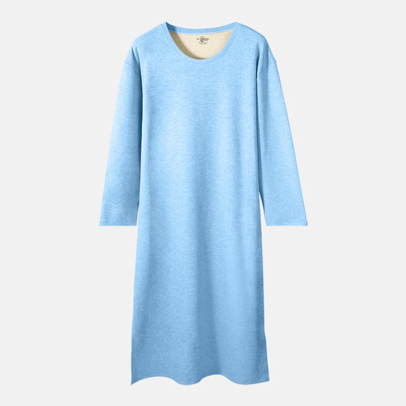 Homme AutomneHiver Manches longues Une piece Robe de nuit Longueur genou Peignoir Longue chemise de nuit