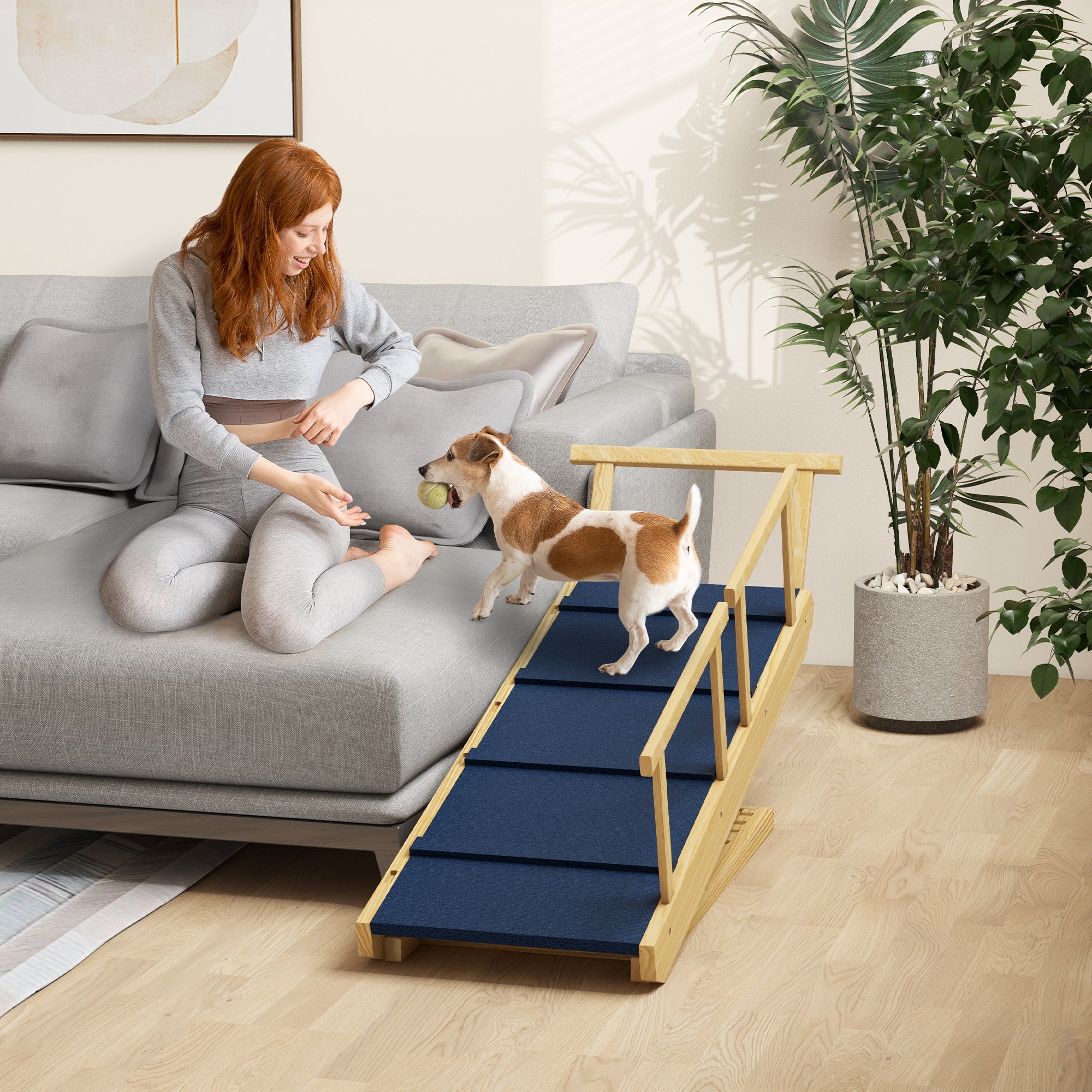 Ramp pour chien, marches réglables en hauteur, escaliers pliables pour chien avec tapis antidérapant pour petits à petits