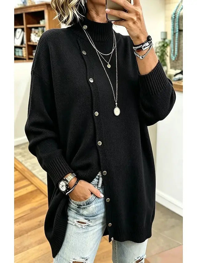 Manteau à col roulé boutonné