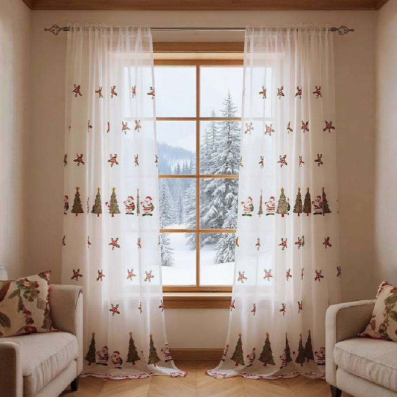 Broderie d'arbre de Noël Rideau de Noël américain
