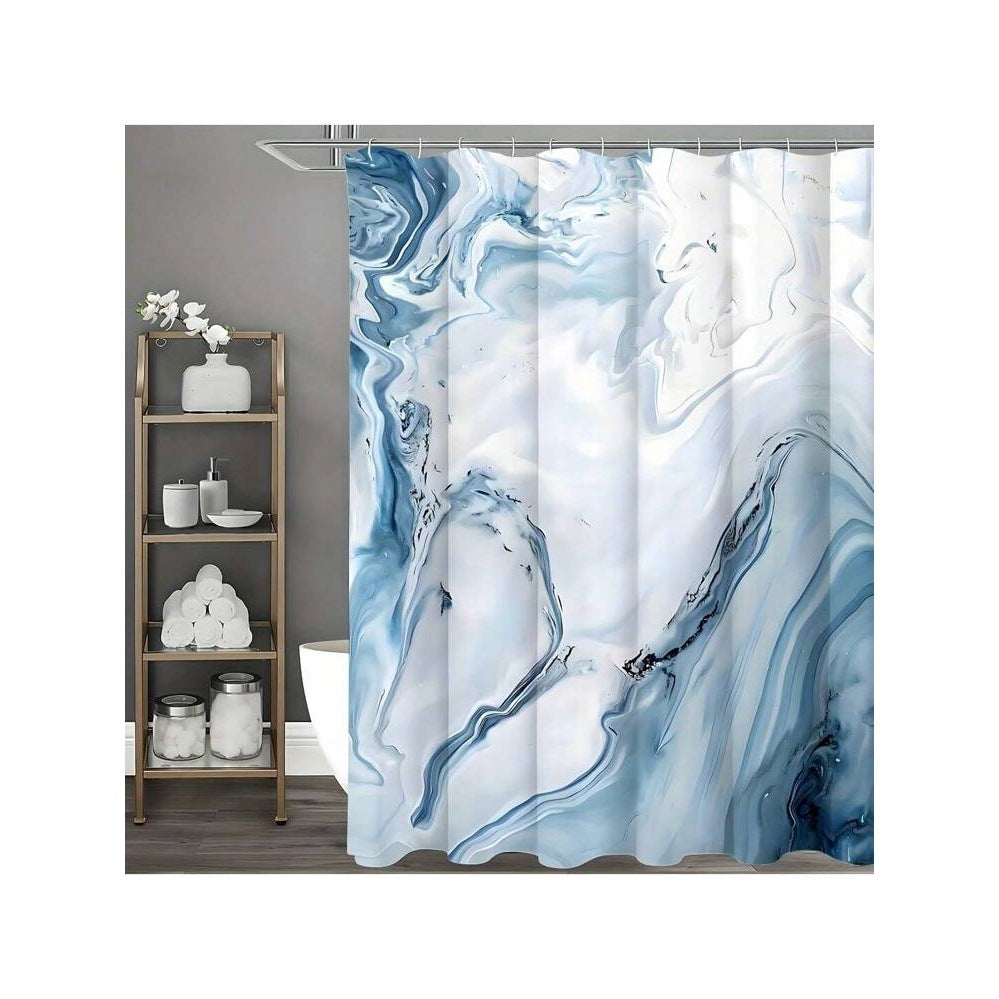 Rideau de douche en marbre bleu style ornement
