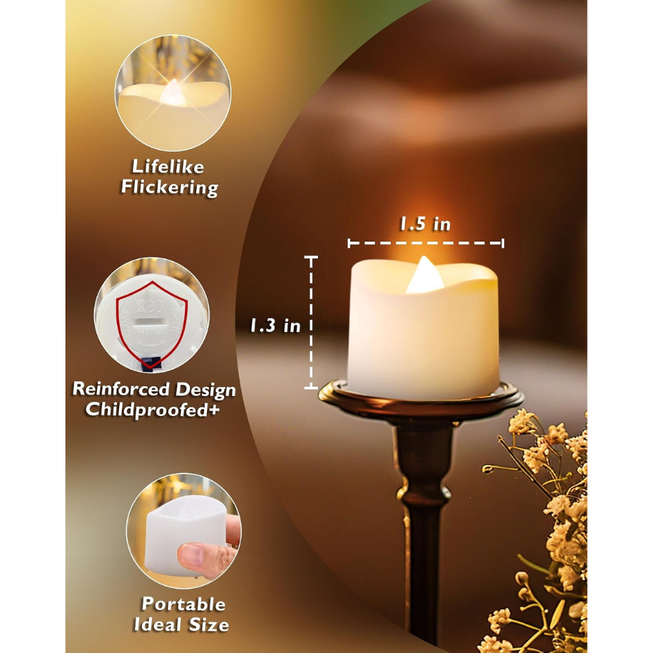 Bougies de lumière de thé LED sans flamme 24 Pack de batterie