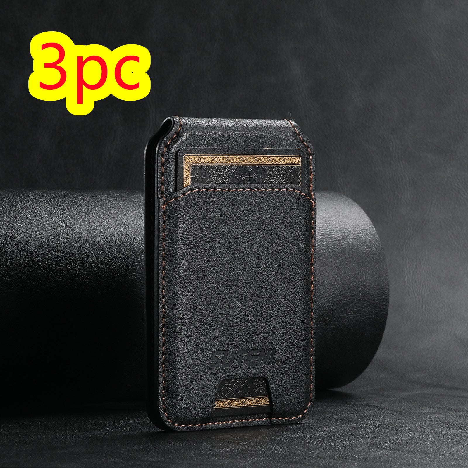 Support de carte magnétique pour téléphone universel Android MagSafe Magnetic Ring PU Leather