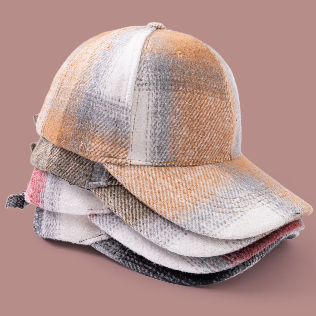 Capuchon de baseball de Woolen à carreaux rétro en automne Et l'hiver