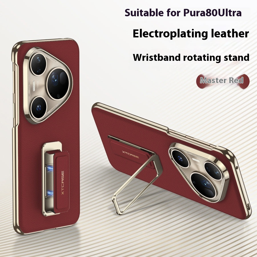 Convient pour Pura80Ultra étui de téléphone en cuir uni Bracelet de boucle rotative