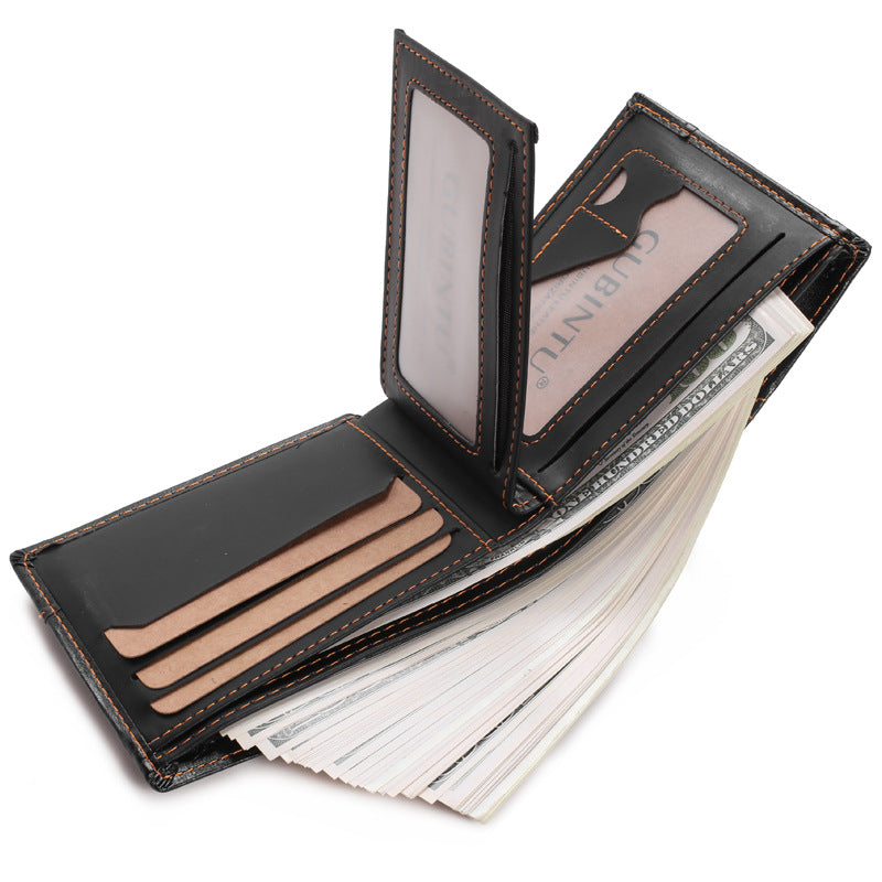 Portefeuille en cuir court et simple pour hommes