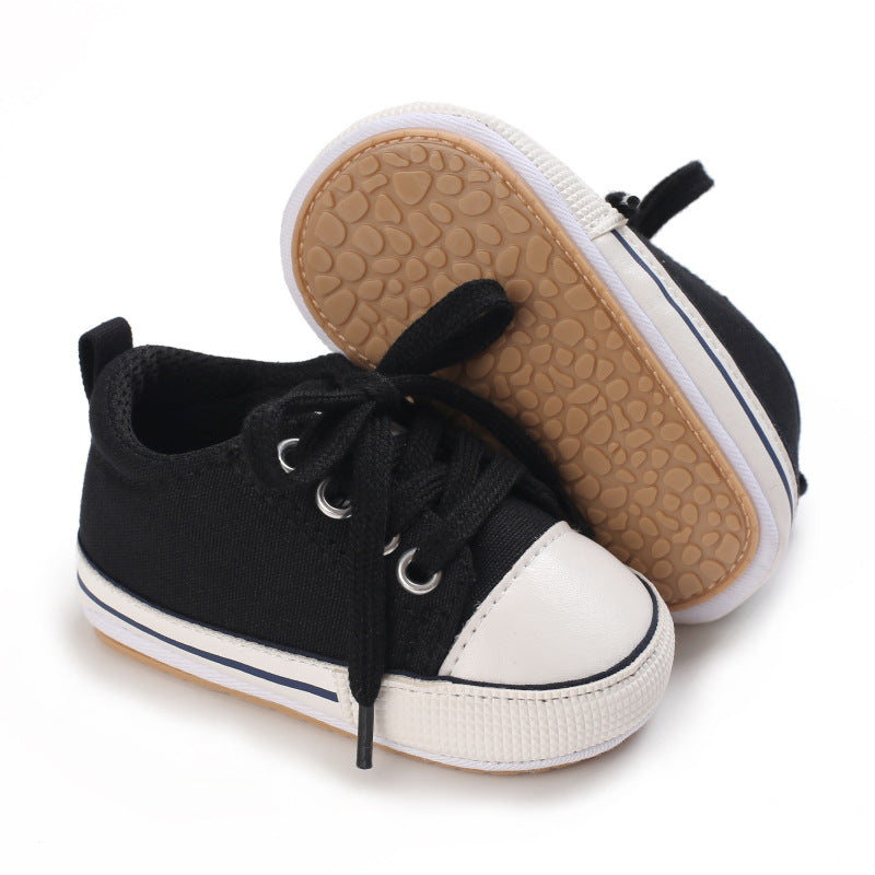Semelle en caoutchouc antidérapante Homme et femme Bébé Lacing Casual Sports Chaussures pour tout-petit