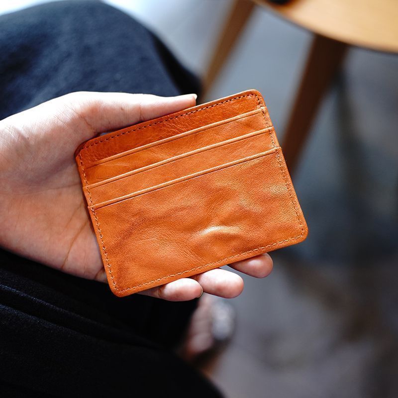 Porte-cartes rétro grande capacité en cuir ciré pour conducteurs Et ID