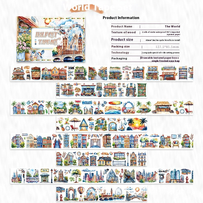 Creative Landscape Stickers Waterproof Tape Set