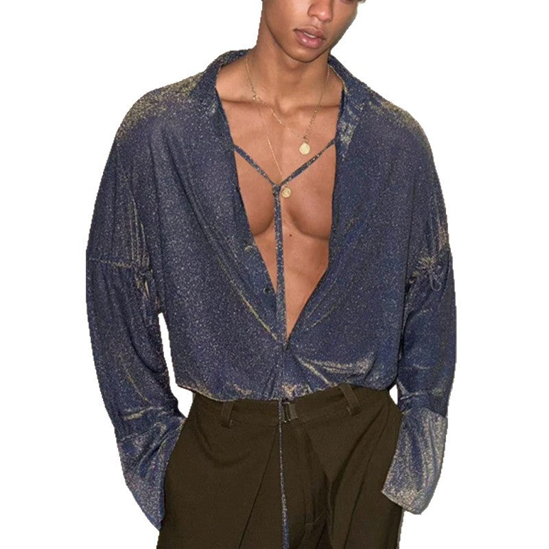 Été d'hiver Hommes Loose-fit Top avec des détails de cravate
