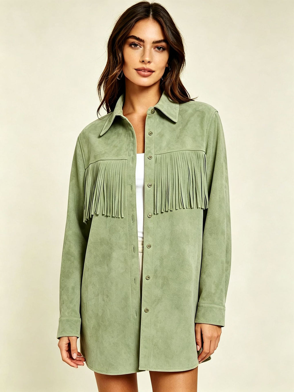 Femmes Suede Tassel Casual Shirt